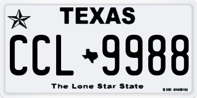 TX license plate CCL9988