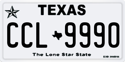 TX license plate CCL9990