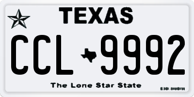 TX license plate CCL9992