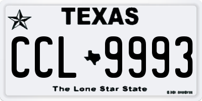 TX license plate CCL9993