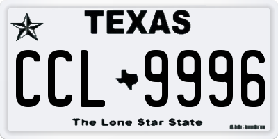 TX license plate CCL9996