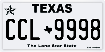 TX license plate CCL9998