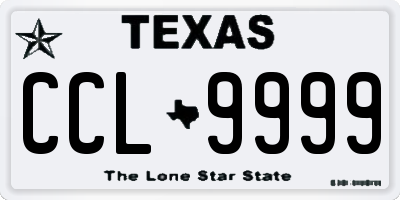 TX license plate CCL9999