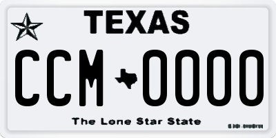 TX license plate CCM0000