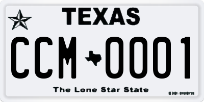 TX license plate CCM0001