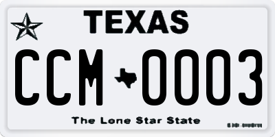 TX license plate CCM0003
