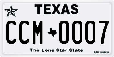 TX license plate CCM0007