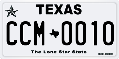 TX license plate CCM0010