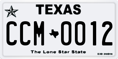 TX license plate CCM0012