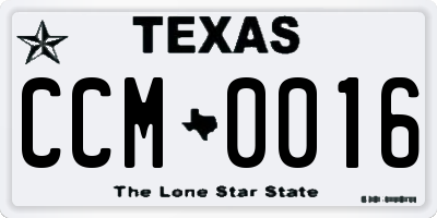 TX license plate CCM0016