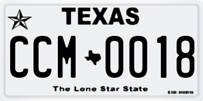 TX license plate CCM0018
