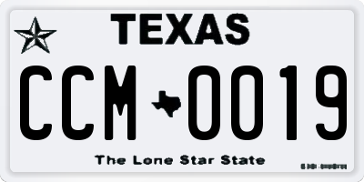 TX license plate CCM0019