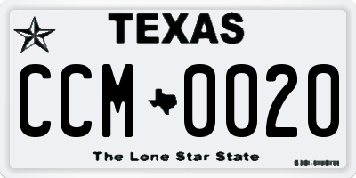 TX license plate CCM0020