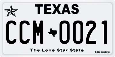 TX license plate CCM0021