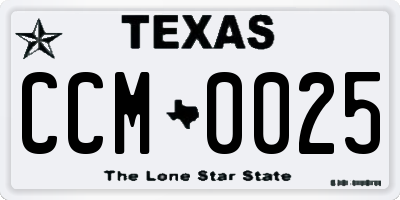 TX license plate CCM0025