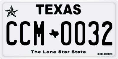 TX license plate CCM0032