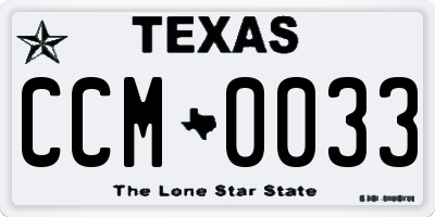 TX license plate CCM0033