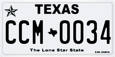 TX license plate CCM0034