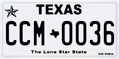 TX license plate CCM0036