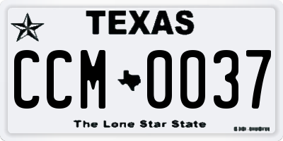 TX license plate CCM0037