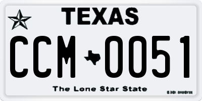 TX license plate CCM0051