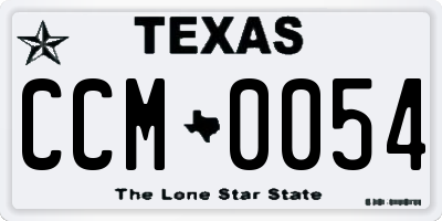 TX license plate CCM0054