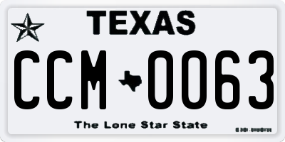 TX license plate CCM0063