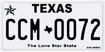 TX license plate CCM0072