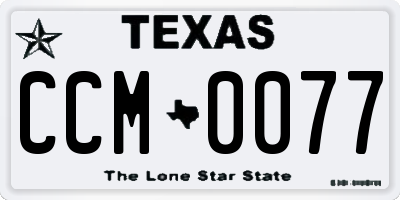 TX license plate CCM0077