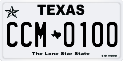 TX license plate CCM0100