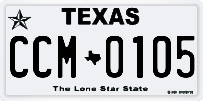 TX license plate CCM0105