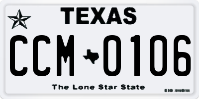 TX license plate CCM0106