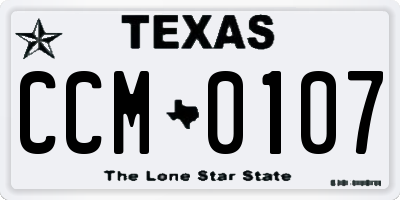 TX license plate CCM0107