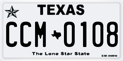 TX license plate CCM0108