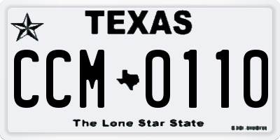 TX license plate CCM0110