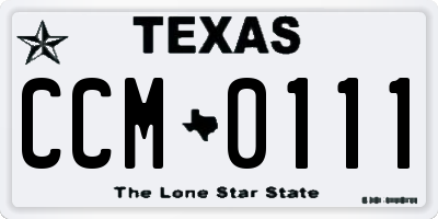 TX license plate CCM0111