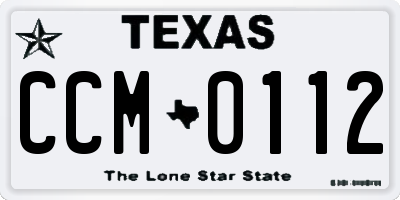 TX license plate CCM0112