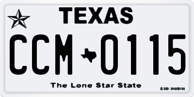 TX license plate CCM0115