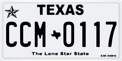 TX license plate CCM0117