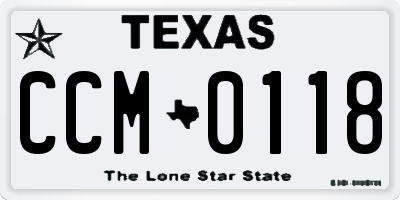 TX license plate CCM0118