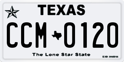 TX license plate CCM0120