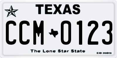 TX license plate CCM0123