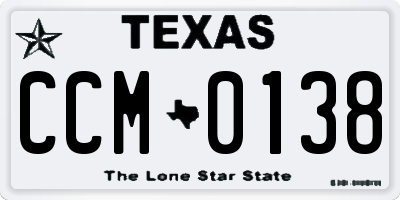 TX license plate CCM0138