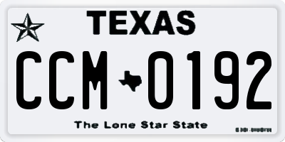 TX license plate CCM0192