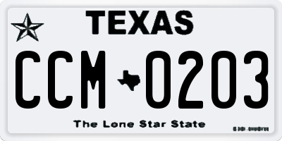 TX license plate CCM0203