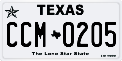 TX license plate CCM0205
