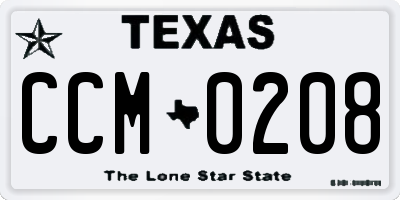TX license plate CCM0208