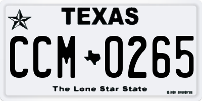 TX license plate CCM0265