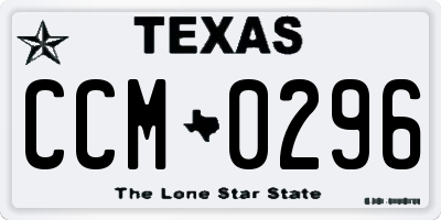 TX license plate CCM0296