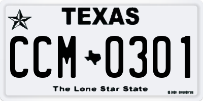 TX license plate CCM0301